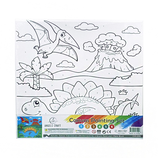 [CVS-055] SET DE PINTURA PINTA POR NUMEROS DINOSAURIOS 11.8 PLG. x 11.8 PLG. ANGELS CRAFT