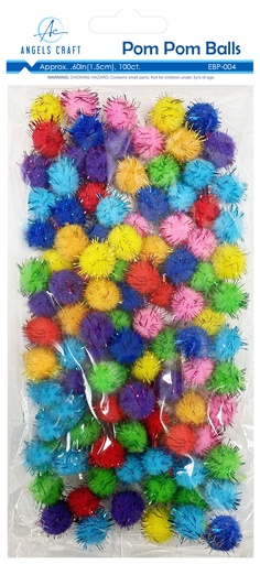 [EBP-004] POMPONES 1.5 CM. 100 U. IRIDICENTES ANGELS CRAFT (12*10)
