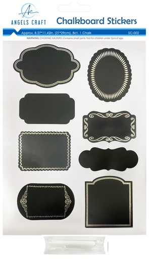 [SC-002] ETIQUETA ADHESIVA PIZARRON NEGRO 8 U. ANGELS CRAFT (12*25)