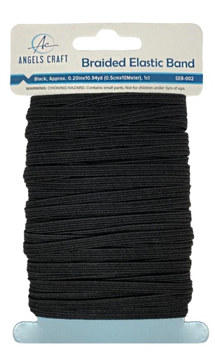 [SEB-002] ELASTICO 0.5 CM. X 10 M. NEGRO ANGELS CRAFT (12*20)