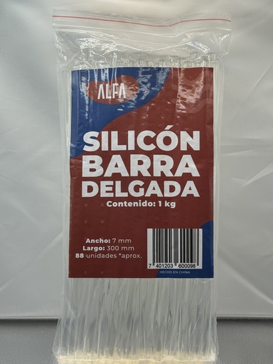 [832001] SILICON EN BARRA 7 MM. DELGADO 1 KG. (88 U. APROX.) ALFA (25) 