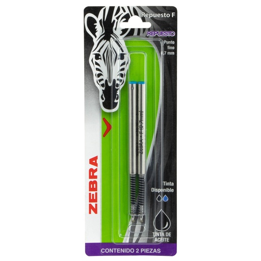 REPUESTO BOLIGRAFO F-301 2 U. AZUL ZEBRA