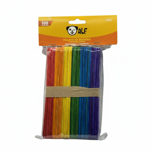 [824004] PALETAS MADERA 100 U. JUMBO COLORES ALF (50)