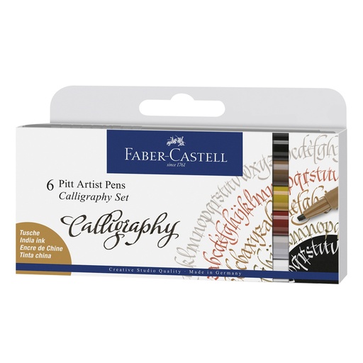 MARCADORES EN ESTUCHE CALIGRAFICOS 6 COL FABER CASTELL
