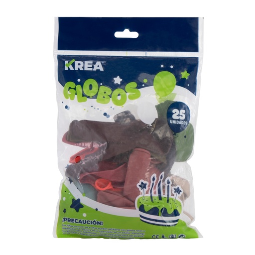 GLOBOS 25U. 10PLG. COLORES RETRO SURTIDO KREA