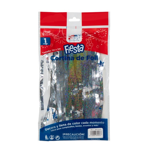 CORTINA DE FIESTA METALICA 1 M. X 2 M. PLATEADO FAST